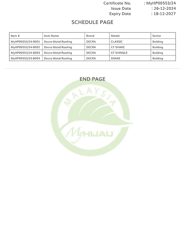 roofing and decking certification Malaysia